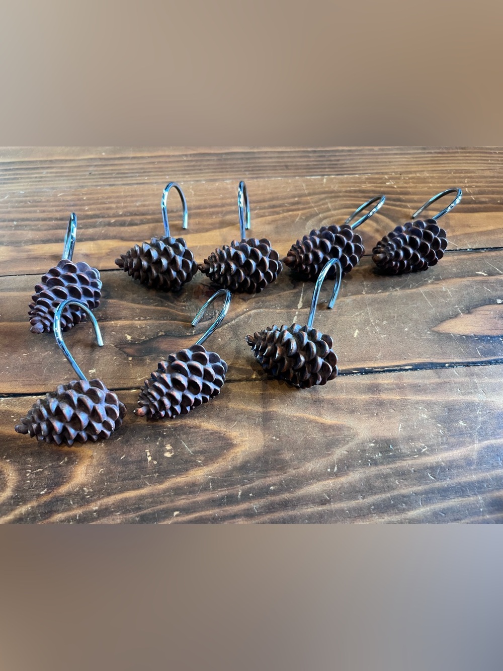 Rustic Pinecone Shower Curtain Hooks - Picture 3 of 4